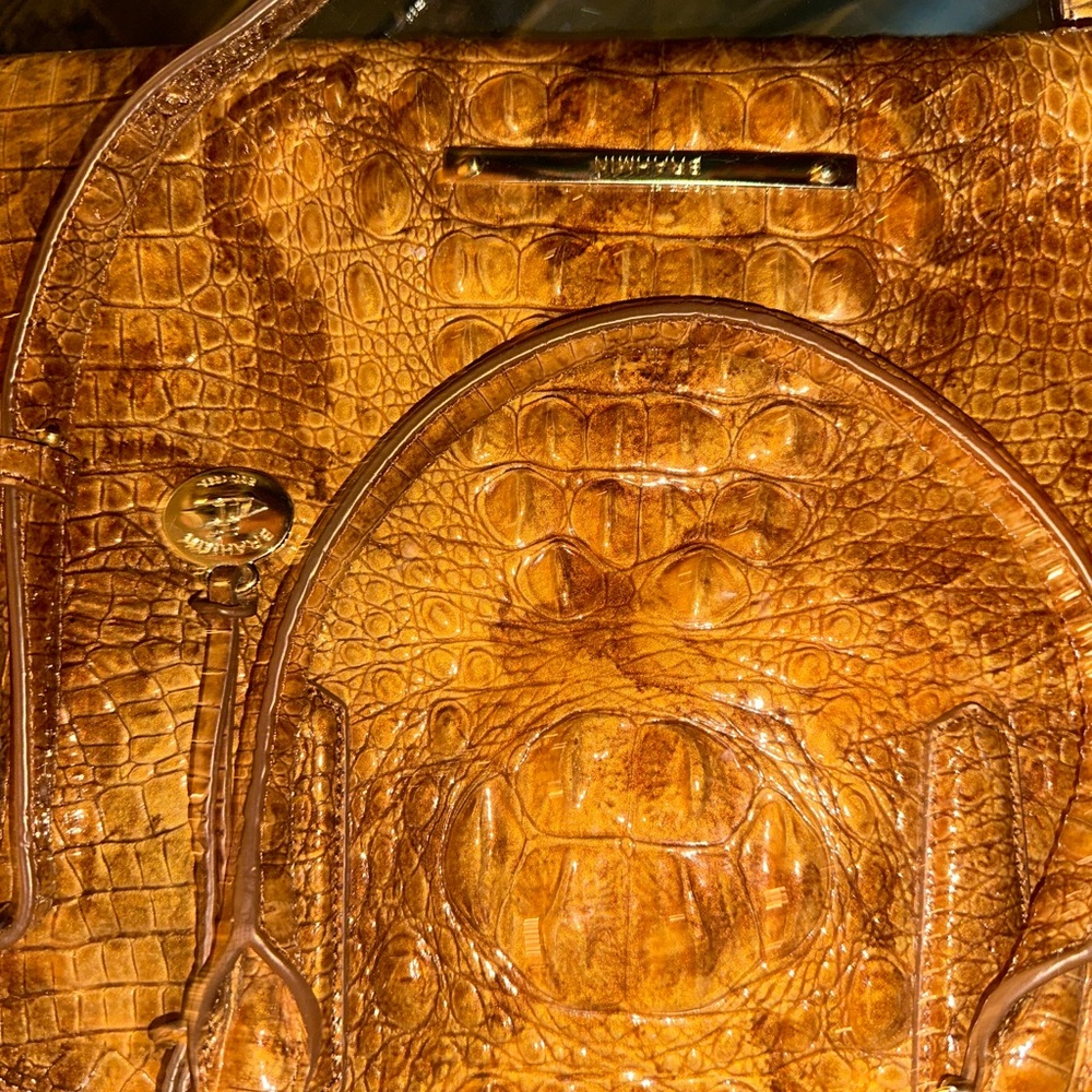 Brahmin Golden Brown Crocodile-Embossed Shoulder Bag